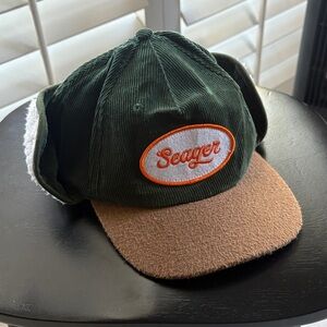 Seager Green and Tan Cap with Ear Flaps